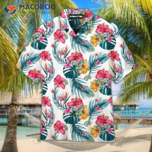 Tropical Leaf And Flower Pattern Hawaiian Shirts