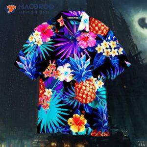 tropical neon colorful hawaiian shirt 1