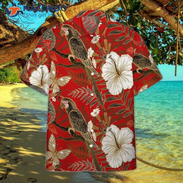 Tropical Parrot Red Hawaiian Shirts