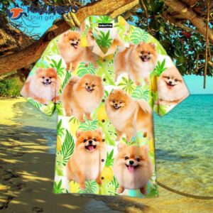tropical pineapple pomeranian dog hawaiian shirts 0