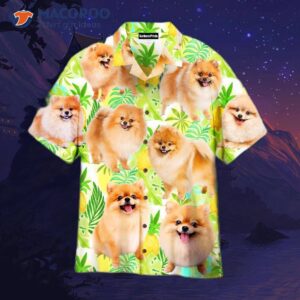 tropical pineapple pomeranian dog hawaiian shirts 1