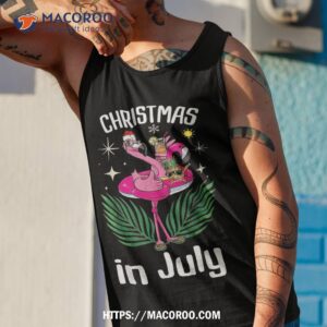 tropical pink flamingo hawaii summer cute christmas in july shirt tank top 1