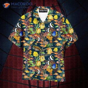 tropical sea fish patterned hawaiian shirts 0