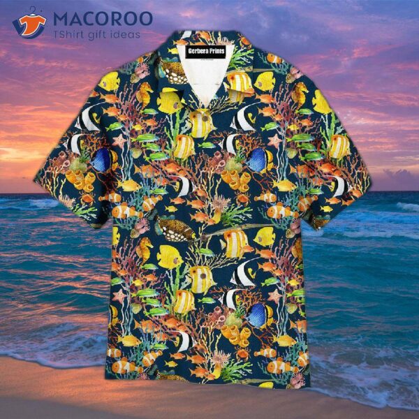 Tropical Sea-fish Patterned Hawaiian Shirts
