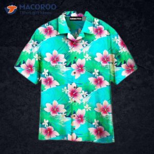 Tropical White Hibiscus Flowers With Green Leaves Hawaiian Shirts