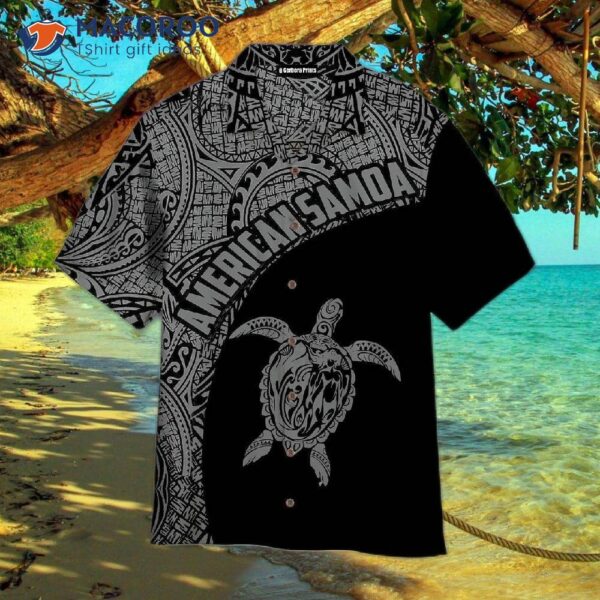 Turtle American Samoa Gray And Black Hawaiian Shirts