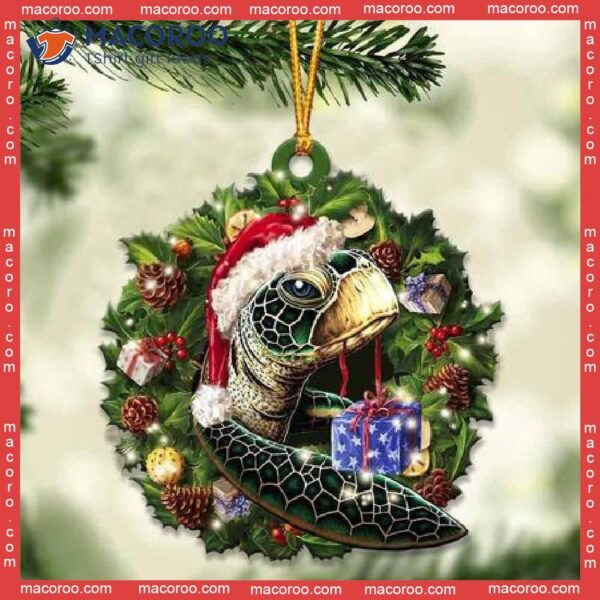 Turtle And Christmas-shaped Acrylic Christmas Ornament