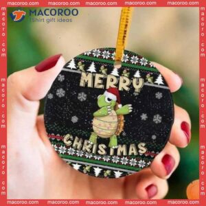 Turtle Dabbing Dance Christmas Ceramic Ornament