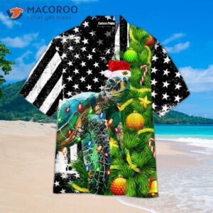 Turtle-printed Black Hawaiian Christmas Shirts
