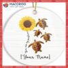 Turtle Sunflower Custom Name Christmas Ceramic Ornament