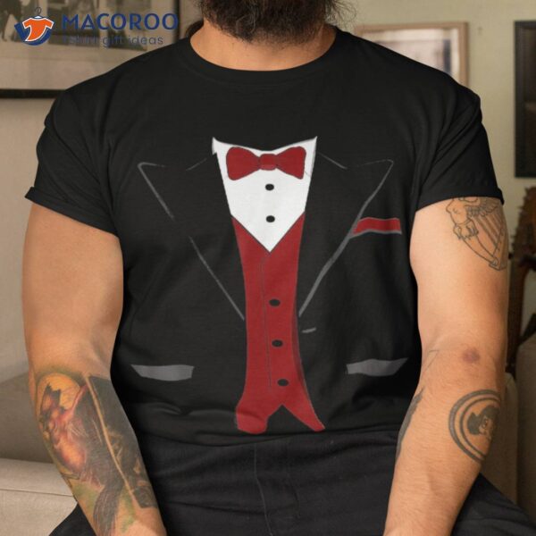 Tuxedo Shirt – Halloween Wedding Groom Funny Red Costume Tee