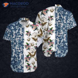 u s navy tropical blue and white hawaiian shirts 1