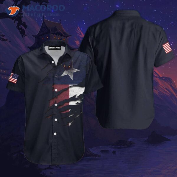 U.s. Texas Flag Black Hawaiian Shirts