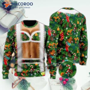 Ugly Christmas Sweater With A Funny Faux Bra Suit