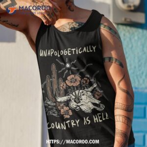 unapologetically country as hell bull skull retro cactus shirt tank top 1