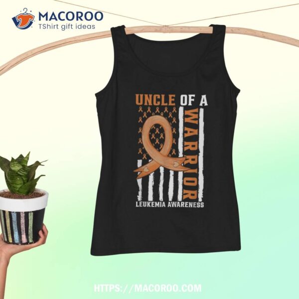Uncle Of A Leukemia Warrior Awareness Orange Usa Flag Shirt