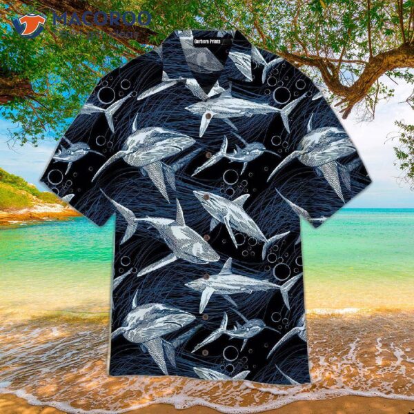 Underwater Marine Fish Pattern Blue Hawaiian Shirt