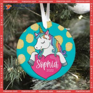 Unicorn Custom Name Christmas Ceramic Ornament
