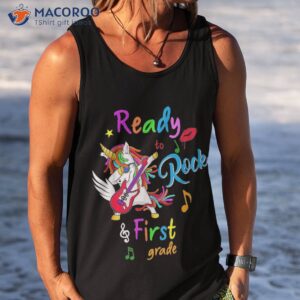 unicorn dabbing ready to rock first grade back school shirt tank top