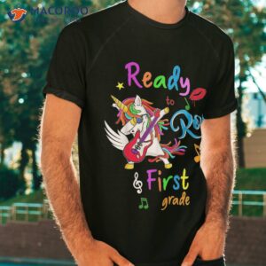 unicorn dabbing ready to rock first grade back school shirt tshirt