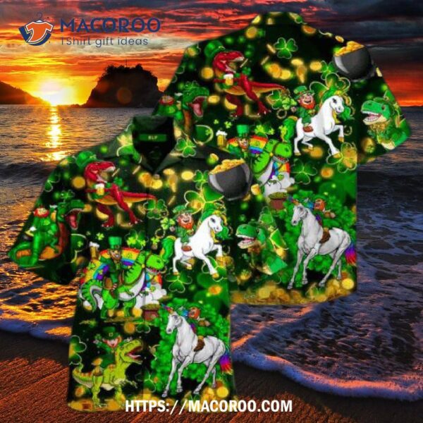 Unicorn Dinosaur Saint Patrick Hawaiian Shirt