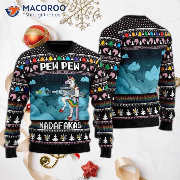 Unicorn Pew Ugly Christmas Sweater