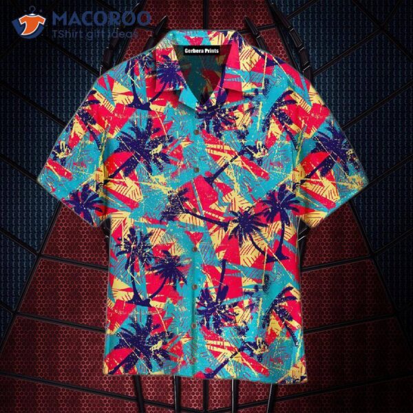 Urban Geometric Palm Tree Pattern Hawaiian Shirts