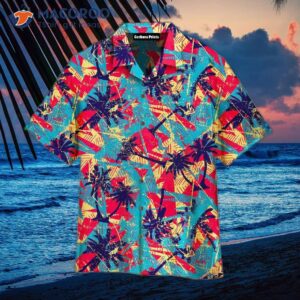 Urban Geometric Palm Tree Pattern Hawaiian Shirts