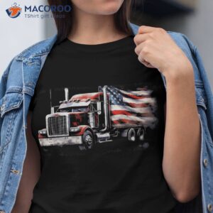 Us American Flag Semi Truck Driver Trucker Shirt