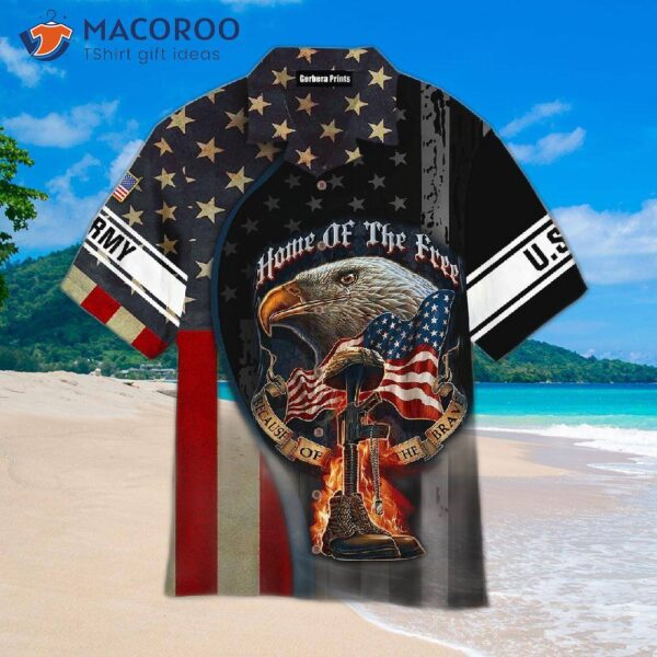 Us Army Home Of The Free “eagle Hawaiian” Shirts