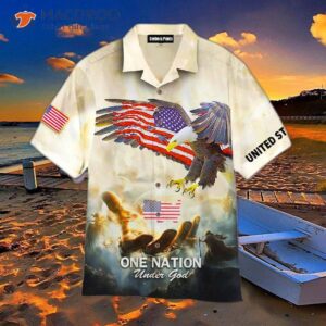 Us Eagle “one Nation Under God” Hawaiian Shirts