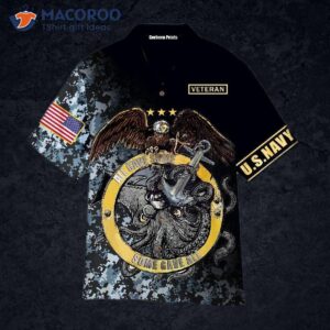 Us Navy Octopus Cool Black Hawaiian Shirt