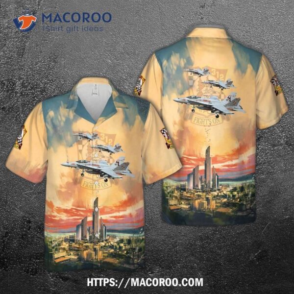 Usmc Marine Fighter Attack Squadron 312 (vmfa-312) Checkerboards F A-18c Hawaiian Shirt