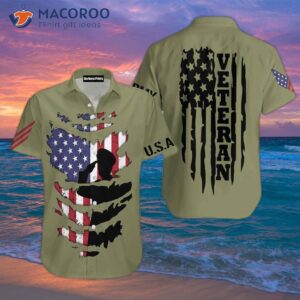 Veteran American Flag Camouflage Hawaiian Shirts