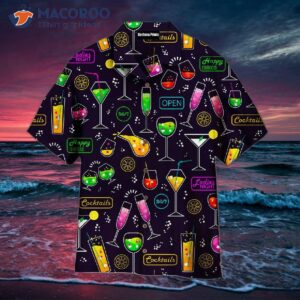 Vibrant Neon Margarita Cocktail Party With Violet And Colorful Hawaiian Shirts