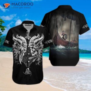 viking black and white hawaiian shirts 0