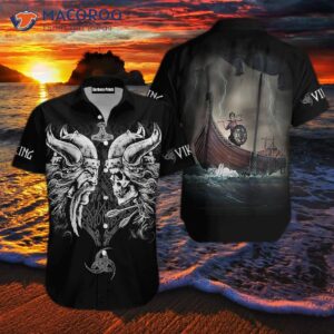 viking black and white hawaiian shirts 1