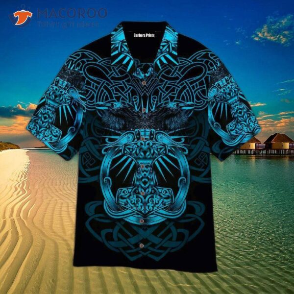 Viking Blue And Black Hawaiian Shirts