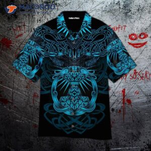 Viking Blue And Black Hawaiian Shirts