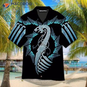 Viking Dragon Black Hawaiian Shirts