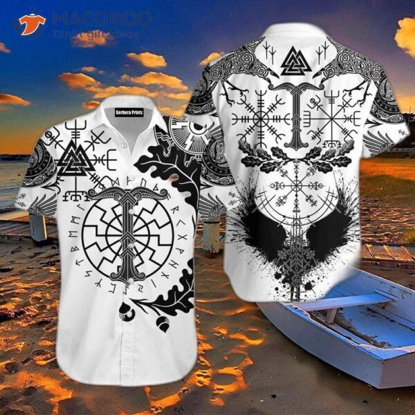 Viking Oak Leaf White Hawaiian Shirts