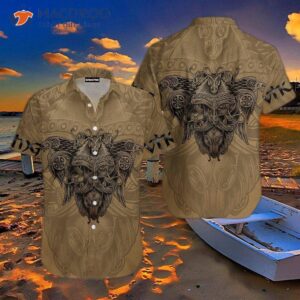 Viking Odin Brown And Black Hawaiian Shirts