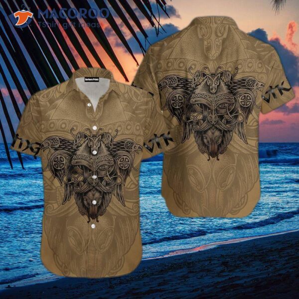 Viking Odin Brown And Black Hawaiian Shirts