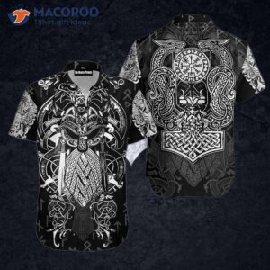 Viking Odin Polynesian Pattern Black And White Hawaiian Shirts