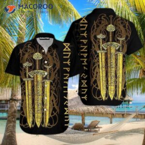 viking sword and yellow hawaiian shirts 1