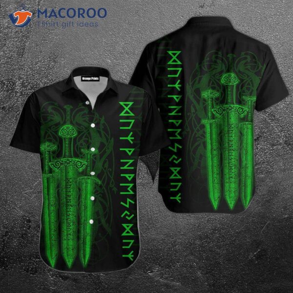 Viking Sword Green Hawaiian Shirts