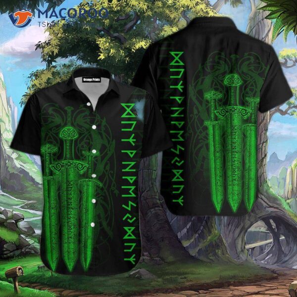 Viking Sword Green Hawaiian Shirts