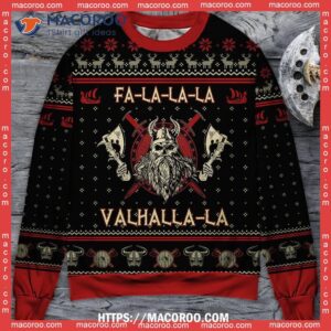 Viking Valhalla Black And Red Ugly Sweater