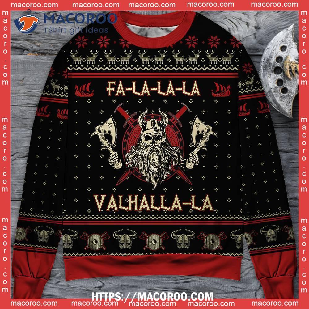Viking Valhalla Black And Red Ugly Sweater 7 Viking Valhalla Black And Red Ugly Sweater