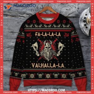 Viking Valhalla Black And Red Ugly Sweater